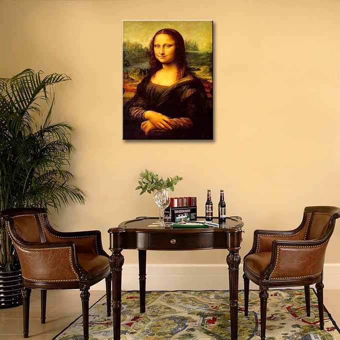 msspart Canvas Prints Wall Art Mona Lisa by by Leonardo DaVinci, The World Classic Paintings Reproductions for Living Room, Office Home Decoration 12"x16"