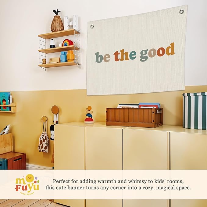 Boho Kid Room Decor Canvas Banner,Motivational Wall Decor,Be The Good Wall Hanging Banner Flag Decor for Nursery, Baby Room, Playroom, Wall Decor for Baby Boys Girls Kids - 30x20 Inch
