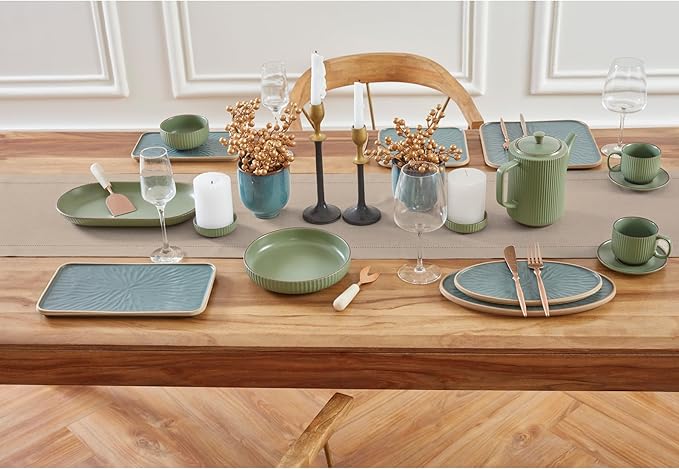 Solino Home Linen Table Runner 120 Inches Long - 100% Pure Linen Natural Table Runner 14 x 120 Inch for Spring, Easter - Medium Weight Hemstitch