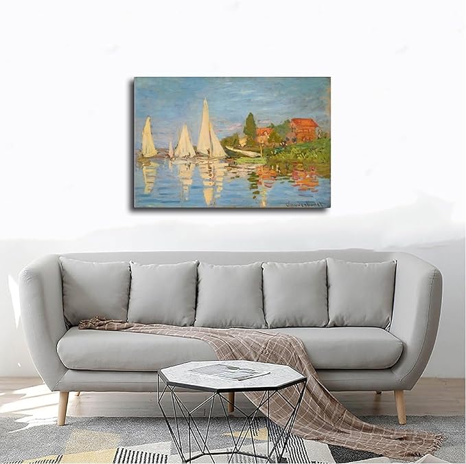 CFIOZYOS 40+ Monet Famous Print Posters Regatta at Argenteuil by Claude Monet Impressionism Canvas Poster Wall Art Print Bedroom Decor Office Room Kitchen Decor Gift Frame 12×18inch(30×45cm)