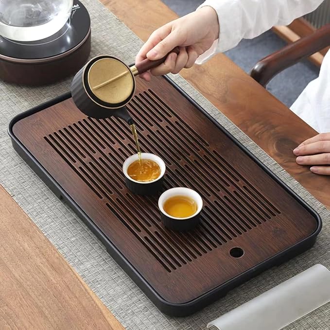 Large 17 Inch Bamboo Chinese Gongfu Tea Tray Table Box with Water Storage for Kungfu Kung fu Tea Set