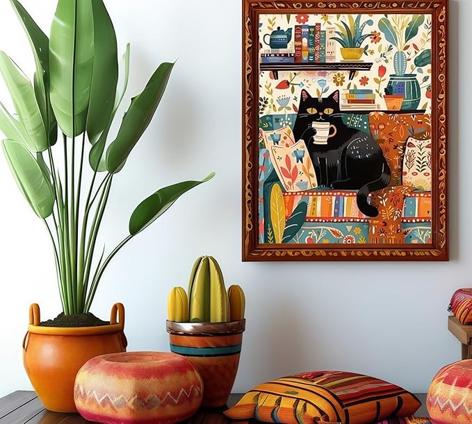 CSZPPQAF Black Cat Paint by Numbers Kit for Adults Beginner, Animals Paint by Number Kits on Canvas, DIY Easy Acrylic Watercolor Oil Painting by Numbers for Home Wall Decor 16X20inch