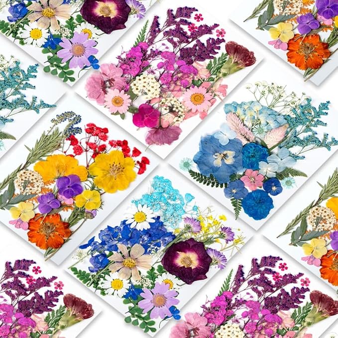 95Pcs Dried Pressed Flowers for Resin, Natural Dried Flowers Leaves, Real Herbs Kit for Scrapbooking DIY Art Crafts, Epoxy Jewelry, Candle, Soap Making, Nails Decor