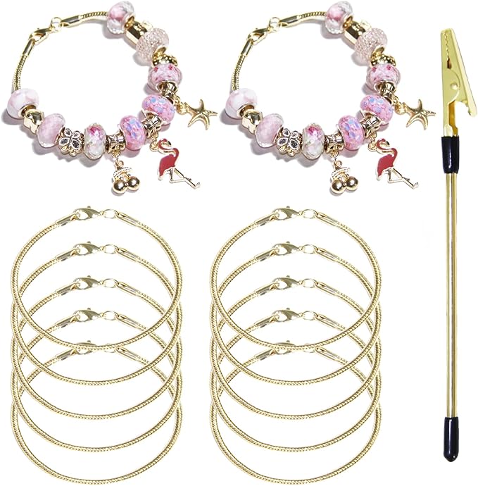 Exway 10 Pcs Snake Charm Bracelet Chain 8.0 Inch Gold Charm Bracelet Kit Snake Chain Bracelets Chain for Christmas DIY Women Jewelry Making Gifts