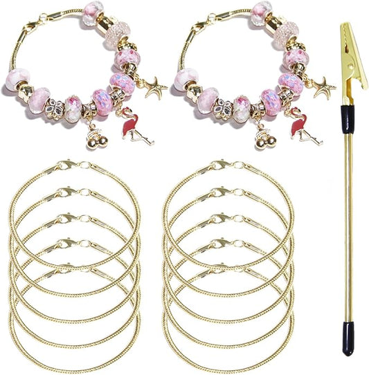 Exway 10 Pcs Snake Charm Bracelet Chain 6.5 Inch Gold Charm Bracelet Kit Snake Chain Bracelets Chain for Christmas DIY Women Jewelry Making Gifts