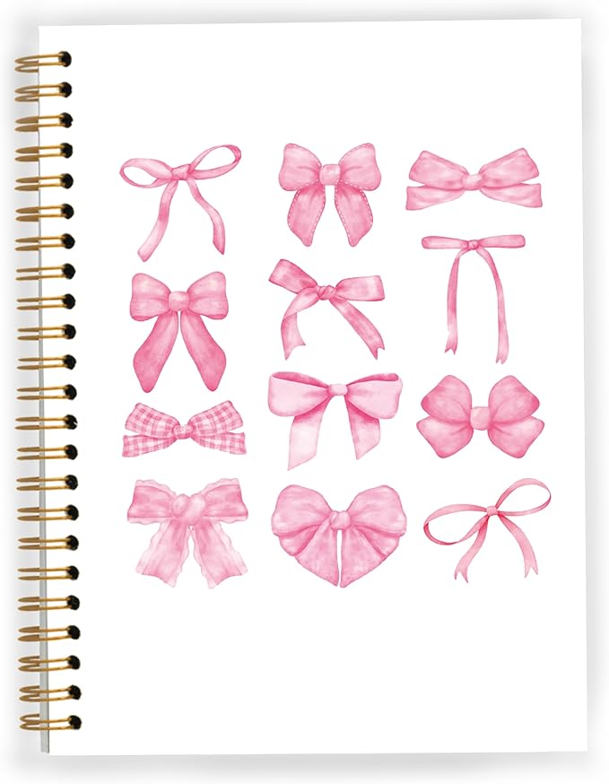 Coquette Bow Y2K Notebook, Pink Girly Trendy Funky Disco Ball Spiral Notebook 5.5x8.3, Preppy Aesthetic Journal for Women, Coquette Office Supplies, Spiral Journal