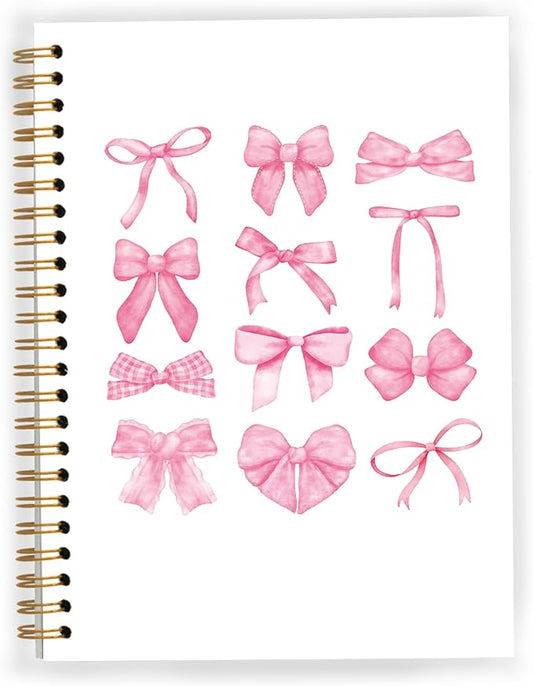 Coquette Bow Y2K Notebook, Pink Girly Trendy Funky Disco Ball Spiral Notebook 5.5x8.3, Preppy Aesthetic Journal for Women, Coquette Office Supplies, Spiral Journal