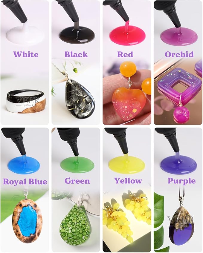 LET'S RESIN UV Resin,18 Dark Colored UV Resin, Odorless & Low Shrinkage UV Color Resin with Vibrant Colors, Black and White UV Resin Kit for Crafts, Jewelry Making, Colored Resin Casting and Coating