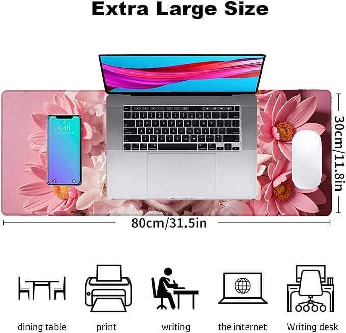 Pig Gaming Mouse Pad, Office Desk Mat, Anti-Slip Rubber Base Cool Aesthetic Mouse Pads for Computer Laptop Keyboard School Home Desktop Gamer Home Accessories Decor 31.5" x 11.8"