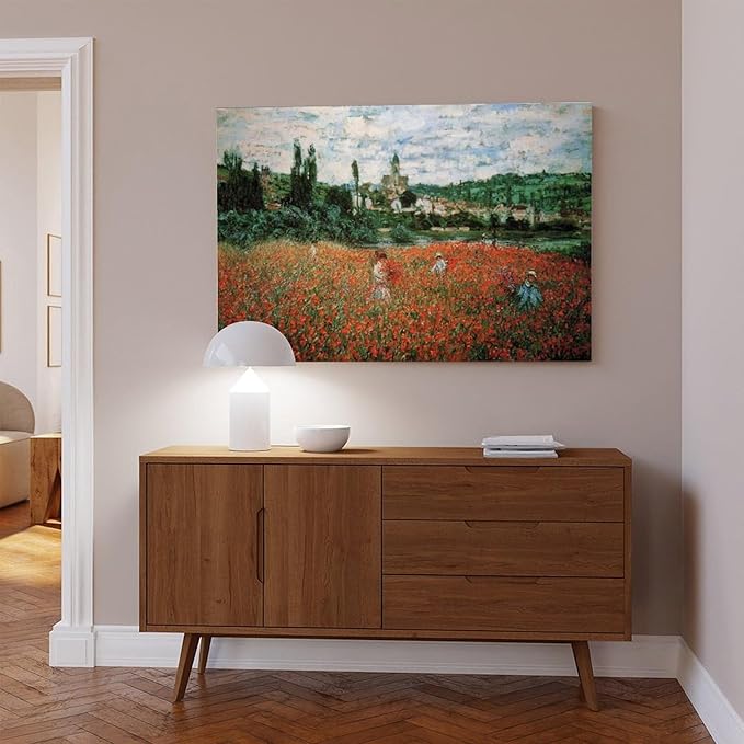 CFIOZYOS 40+ Monet Famous Print Posters Poppy Field near Vetheuil by Claude Monet Impressionism Poster for Teen Boys Room Wall Art Canvas Painting Print Frame 20×30inch(50×75cm)