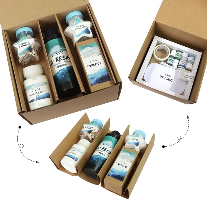 iLAND Crafts for Teens Adults Women Sea Resin Arts Kit for Beginners Beach Crafting Project DIY Costal Decor Making Set Craft Kit for Teens 14-16 Girls Crafty Gifts for Women Christmas Gift Romantic