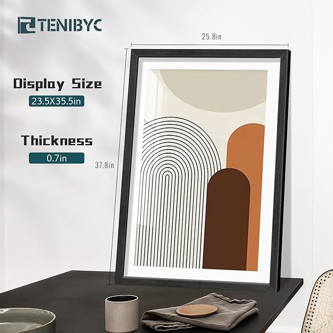 Picture Frame 4 Pack - Solid Wood Poster Photo Frame - Woodgrain Series - Room, Office, Gallery, Studio Display - Wall Hanging