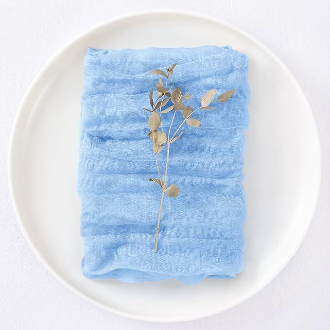 20 Pack Light Blue Cheesecloth Napkins Spring Cloth Napkins Set of 20 Baby Blue Dinner Napkins Bulk 21x21 Inches for Wedding Bridal Shower Baby Shower Valentine's Day