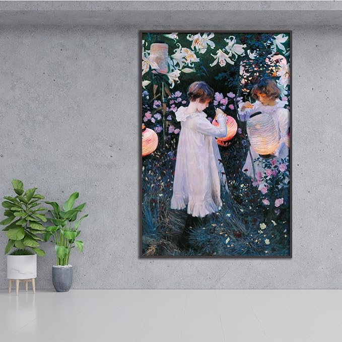 OKRA John Singer Sargent Canvas Wall Art Carnation, Lily, Lily, Rose Poster Vintage People Flowers Nature Landscape Poster Master Painting Print Room Aesthetic Wall Decorate Unframed(20x30in/50x75cm)