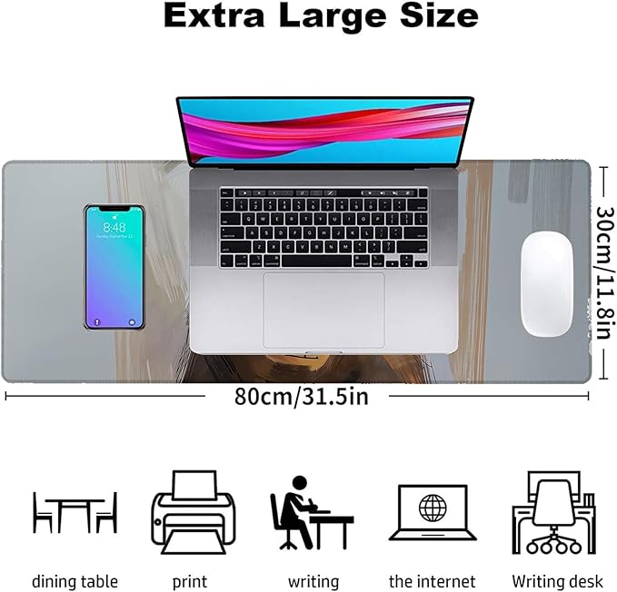 Cute Bear Gaming Mouse Pad, Office Desk Mat, Anti-Slip Rubber Base Cool Aesthetic Mouse Pads for Computer Laptop Keyboard School Home Desktop Gamer Home Accessories Decor 31.5" x 11.8"
