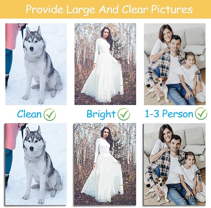 Custom Paint by Number, Personalized Paint by Numbers for Beginner, DIY Canvas Oil Painting Make Your Photo, Color Paint by Number Set Ideal Gift Choice for Family (Colorful No Frame, 14''x14'')