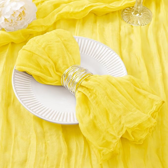 20 Pack Lemon Yellow Cheesecloth Napkins Spring Cloth Napkins Set of 20 Yellow Dinner Napkins Bulk 21x21 Inches for Wedding Bridal Shower Baby Shower Valentine's Day