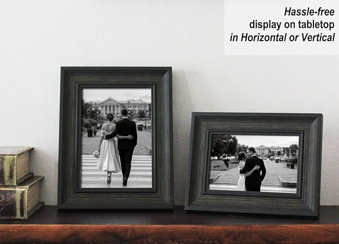 Yaetm Black 4x6 Picture Frame Set of 4, 1.4” Wide Molding & Distressed Black Photo Frames with HD Tempered Glass, Display on Tabletop & Wall Mounting