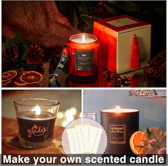 960Pcs Candle Making Wick Stickers, Heat Resistance Double-Sided Wick Stickers with The Little Tail, Adhere Steady in Hot Wax Stickers for Candle Making (Pack of 2)