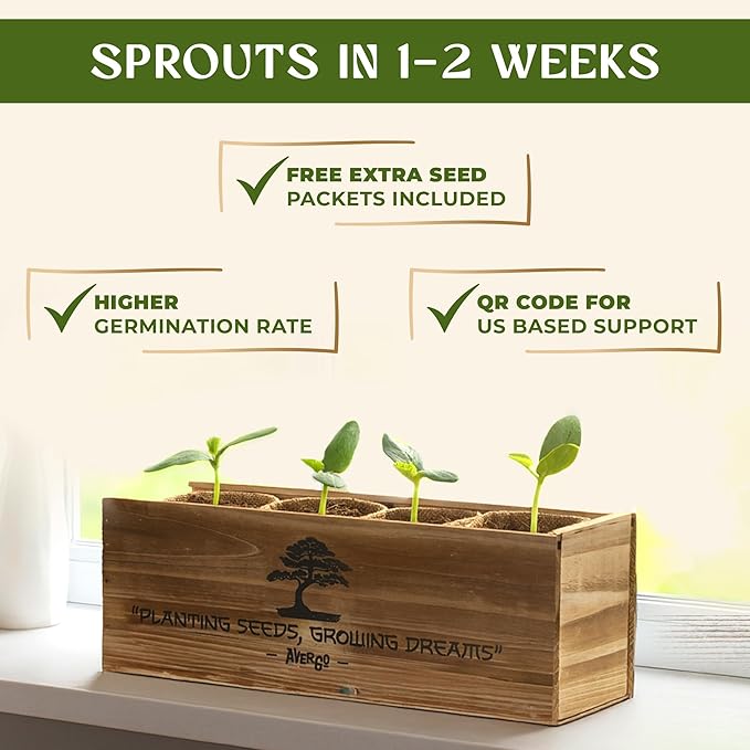 Avergo Bonsai Tree Kit – 4X Unique Japanese Bonzai Trees | Complete Indoor Starter Kit for Growing Bonsai Plants with Tools & Planters – Gardening Gifts for Women & Men
