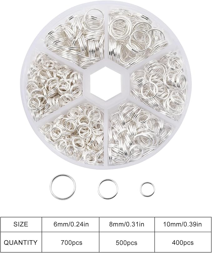 550Pcs Split Rings,Double Loop Jump Ring Sets Split Jump Rings for Jewelry Making,Small O Key Ring Earring Necklace Bracelet Connector for DIY Crafts Making Findings(6mm 8mm 10mm)