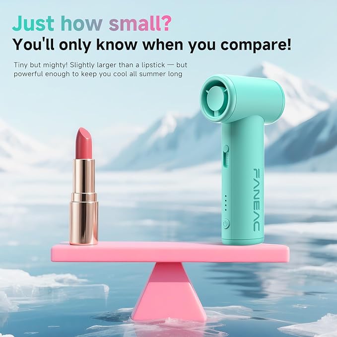 Mini Handheld Portable Fan - Brushless Motor, Ultra Slim, Stepless Control, Rechargeable 2500mAh Battery Up to 8 Hours, Pocket Electric Fan for Outdoor Travel & Office (Icy Blue)