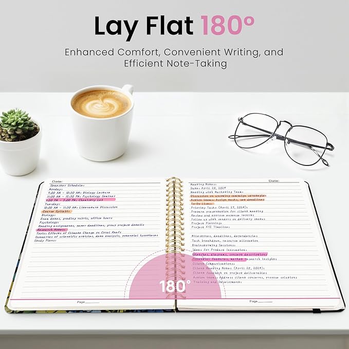 Lined Spiral Journal for Women, A5 Hardcover Cute Notebook for Work & Note Taking, Aesthetic Pretty Journal for Writing, 140 Pages, 6"x8", Painted Garden