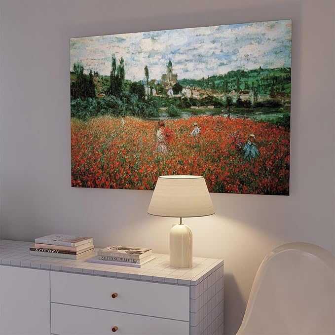 CFIOZYOS 40+ Monet Famous Print Posters Poppy Field near Vetheuil by Claude Monet Impressionism Poster for Teen Boys Room Wall Art Canvas Painting Print Frame 20×30inch(50×75cm)