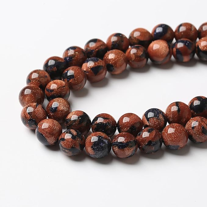 60pcs 6mm Starry Bicolor Sandstone Beads Natural Round Loose Spacer Beads for Jewelry Making DIY Bracelets Crystal Energy Healing Power Stone (6mm, Bicolor Sandstone Beads)