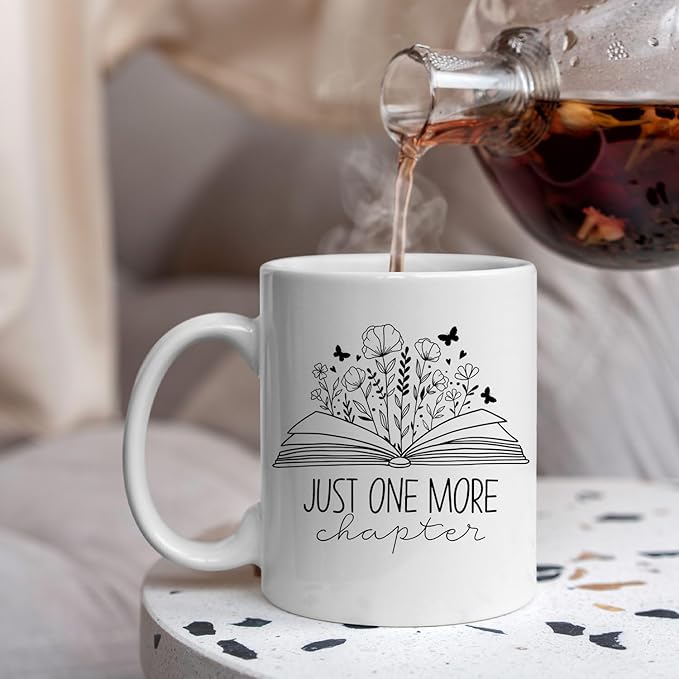 IWXYI Cool Gifts For Writers,Book Mugs For Women,Book Lovers Coffee Mug - Just One More Chapter, Book Lovers Gift Ideas, 11oz Reading Teacher Coffee Mug Ceramic Gifts