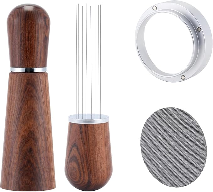 53.5mm Espresso Accessories Kit,316 Stainless Steel WDT Tool Espresso,Dosing Funnel and Puck Screen Set,Espresso Distribution Tool,Espresso Coffee Stirrer for Barista