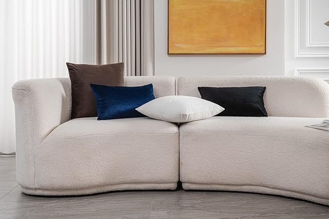 Decorative Pillow Cases 20x20 White: 2 Pack Cozy Soft Polyester Square Throw Pillow Covers for Farmhouse Home Decor
