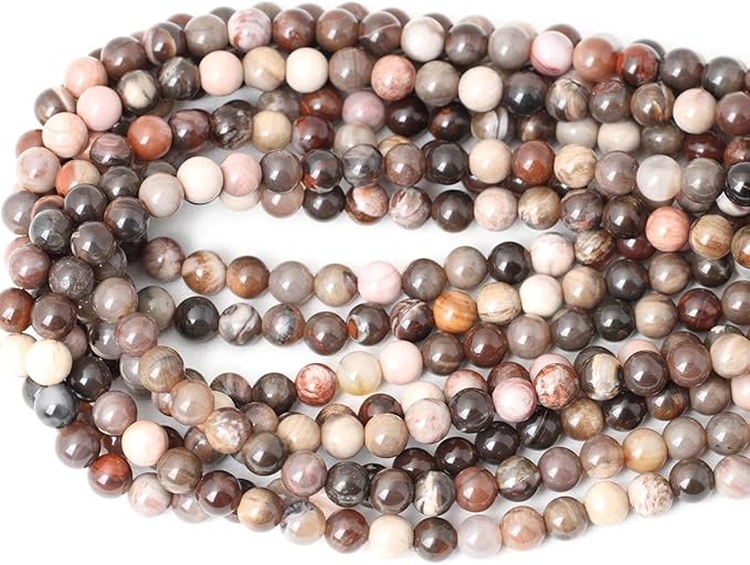 45PCS 8mm Natural Silicified Wood Jade Gemstone Round Loose Beads for Jewelry Making DIY Findings 1 Strand 15"