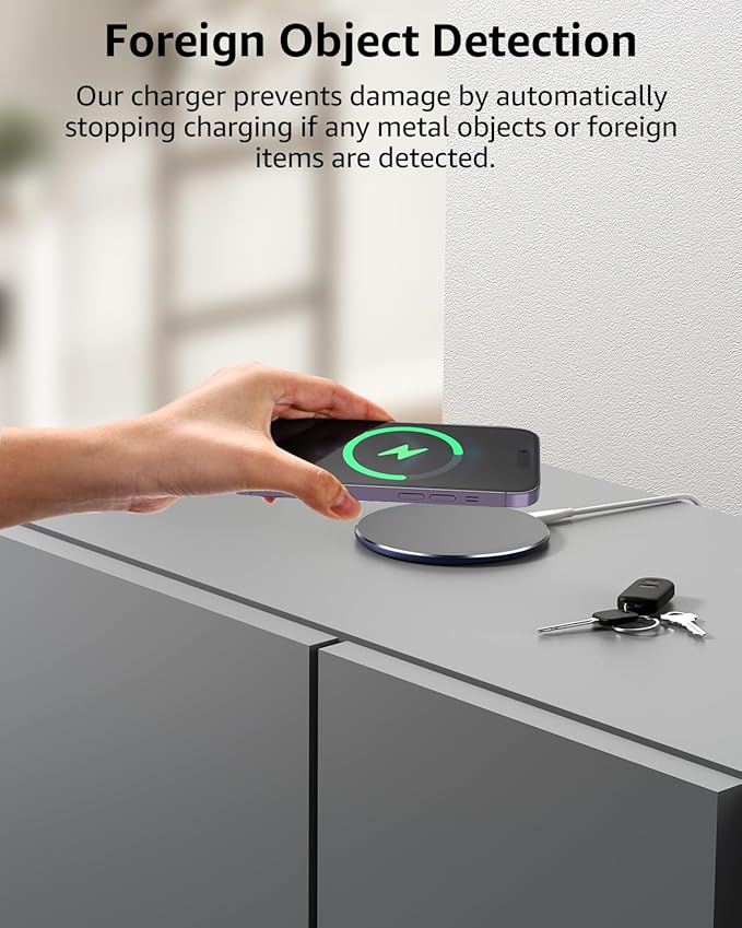 TOZO 2025 W1 New Anti-Slip Wireless Charger 15W Max Fast Wireless Charging Pad Compatible with iPhone 17/16/16 Plus/16 Pro Max /15/14/13/SE Series, Samsung Galaxy S25/S24/S23 Series, Navy Blue