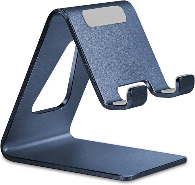 Desk Cell Phone Stand Phone Holder - Aluminum Phone Cradle Dock for iPhone 13 12 pro 11 X Xs max 8 7 6 6s Plus SE 5 5s SE Samsung, All Smart Phones (Navy Blue)