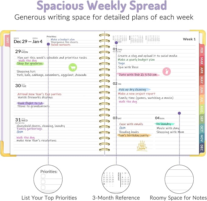 2026 Planner, Forvencer Calendar Planner Weekly and Monthly, Jan 2026-Dec 2026, 8.5" X 11", Hardcover Agenda Book, Daily Journal Organizer with Inner Pocket, Notebook Office School, A4, Tender Yellow