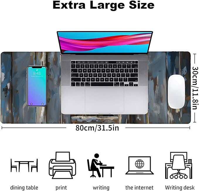 Funny Donkey Gaming Mouse Pad, Office Desk Mat, Anti-Slip Rubber Base Cool Aesthetic Mouse Pads for Computer Laptop Keyboard School Home Desktop Gamer Home Accessories Decor 31.5" x 11.8"