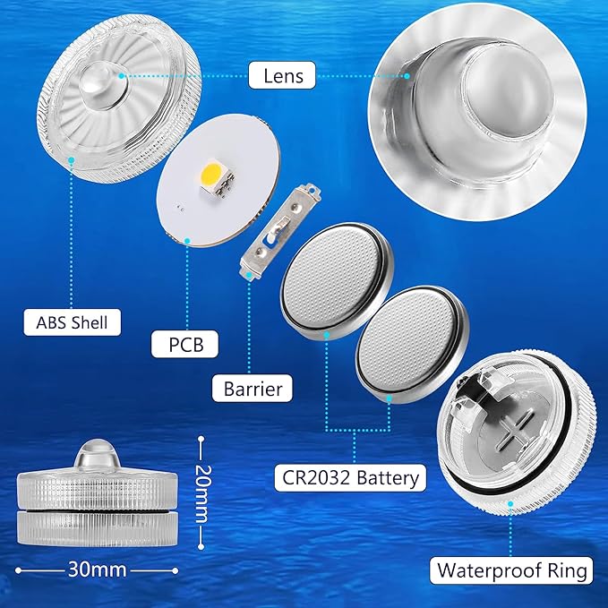 HL Submersible LED Light,Green Small LED Light,100 Hours Waterproof Flameless Led Lights Battery Powered for Wedding Home Vase Festival Party Decoration 24pcs (Built-in 48 Batteries)