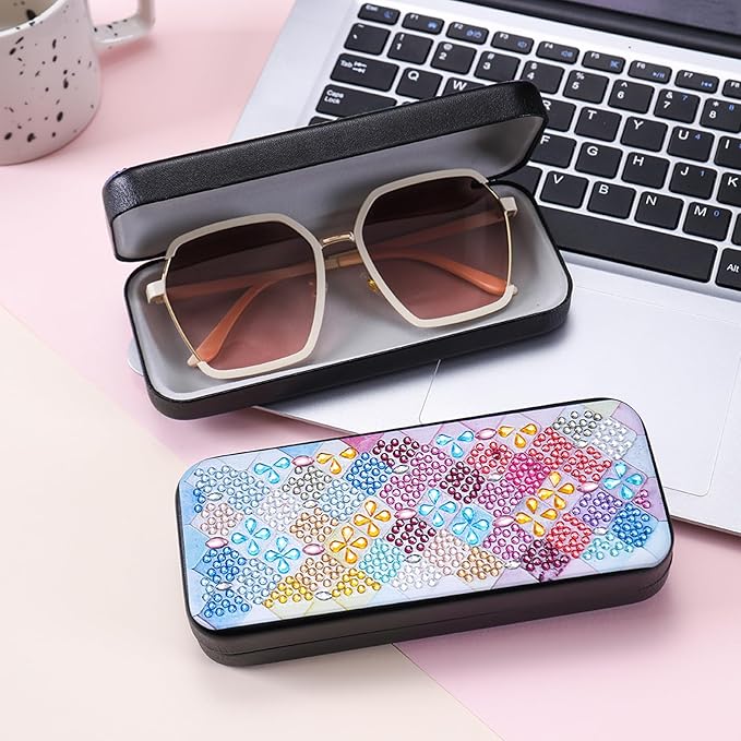 Leatrice Diamond Art Kits for Adults Small Diamond Painting Kits Diamond Dots Gem Art Painting DIY Eyeglasses Case with Special Shaped Rhinestone for Beginner Women