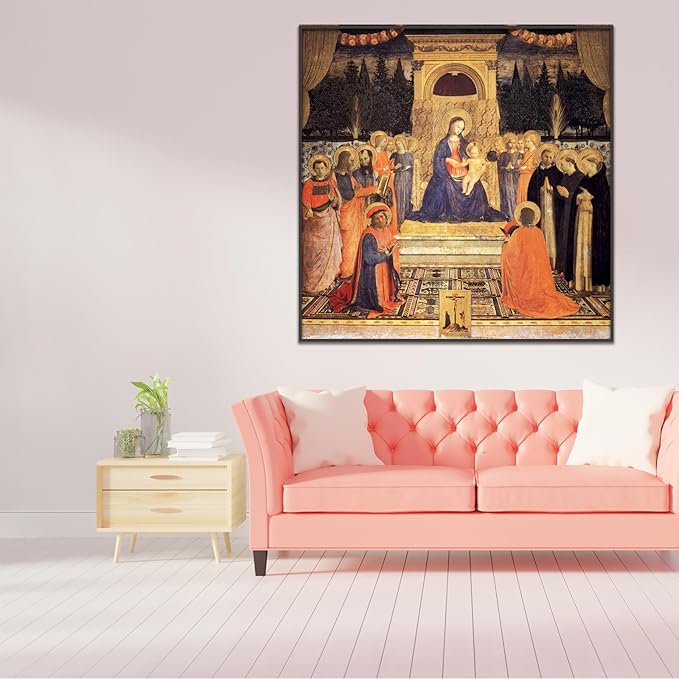 Angelico Canvas Wall Art San Marco Altarpiece Poster Religious Cultural Wall Art Renaissance Print Modern Home Decor Suitable for Home Classroom Office Wall Decor Unframed(24x24in/60x60cm)