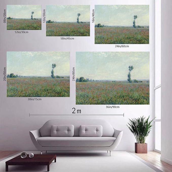 CFIOZYOS 40+ Monet Famous Print Posters Poppy Field 2 by Claude Monet Impressionism Canvas Poster Bedroom Decor Print Sports Landscape Office Room Decor Gift Unframe 20×30inch(50×75cm)