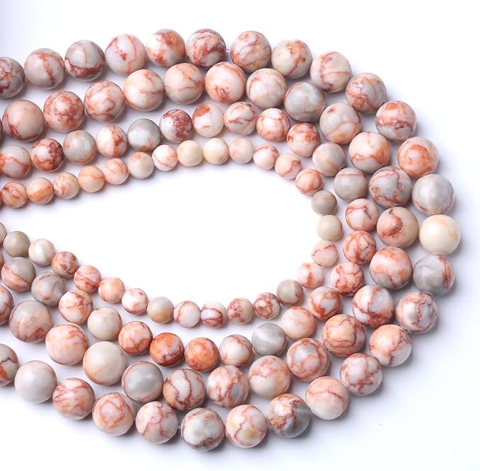 60pcs 6mm Natural Red Crazy Lace Agate Stone Beads Round Loose Spacer Beads for Jewelry Making DIY Bracelet,Energy Stone Healing Power (6mm, Red Crazy Lace Agate)