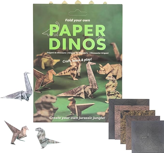 DIY Paper Cats Origami Kit for Making Cute Origami Cat, Crafts for Adults & Kids Activities Paper Cats for Desk Decoration, Gift for Cat Lovers & Valentine’s Day (Dinosaur Origami)
