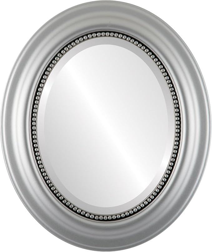 OVALCREST Oval Beveled Wall Mirror for Home Decor - Heritage Style - Silver Spray - 25x35 Outside Dimensions