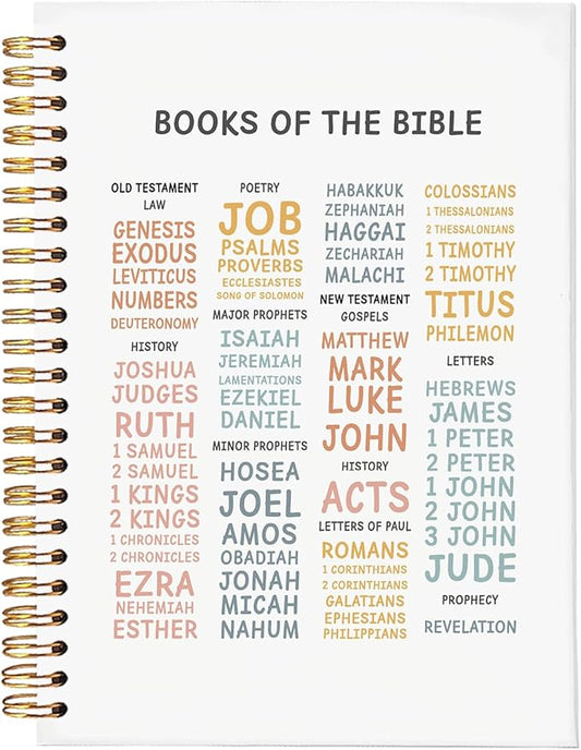 Books of the Bible Study Notebook, Prayer Journal Scripture Christian for Woman,Bible Journaling Notebook for Note Taking, A5 Spiral Prayer Journal 5.5x8.3