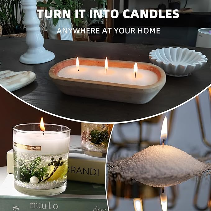 NICEME Customized Powder Candle Making Kit, 11Lb/ 5kg Refillable Beaded Wax Sand All Natural Reusable DIY Pearled Candle Self Extinguish w/ 200 Wicks & 200 Stickers & 2 Centering Devices