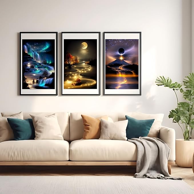 6 Pack Diamond Art Kits for Adults,Landscape 5D Diamond Painting for Adult Beginners, Moon DIY Full Drill Round Gem Painting Dot Art Sets,Home Wall Decor 9.8x13.8 Inch