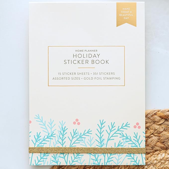 PPP Holiday Sticker Book | Pack of 15 | 351 Seasonal & Holiday Stickers | Assorted Sizes | 5x7 Sheets | Gold Foil Stamping | Fun Stickers for Planners, Journals, and More