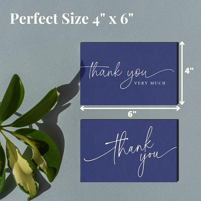 Thank You Cards | Bulk Greeting Cards | 100 Pack (Navy Blue)