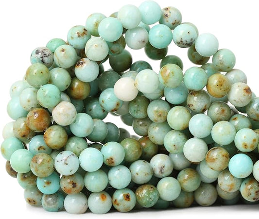 45PCS 8mm Natural Mongolian Turquoise Stone Round Loose Beads for Jewelry Making 1 Strand 15"